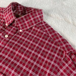 Roundtree & Yorke Gold Label Shirt Mens Medium Red Plaid Button Down Cotton